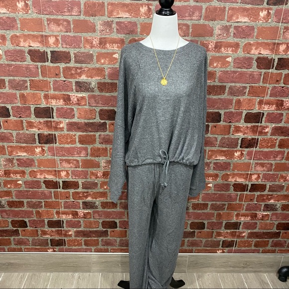 Ribbed Dolman Sleeve Loungewear Set Charcoal - Picture 13 of 13